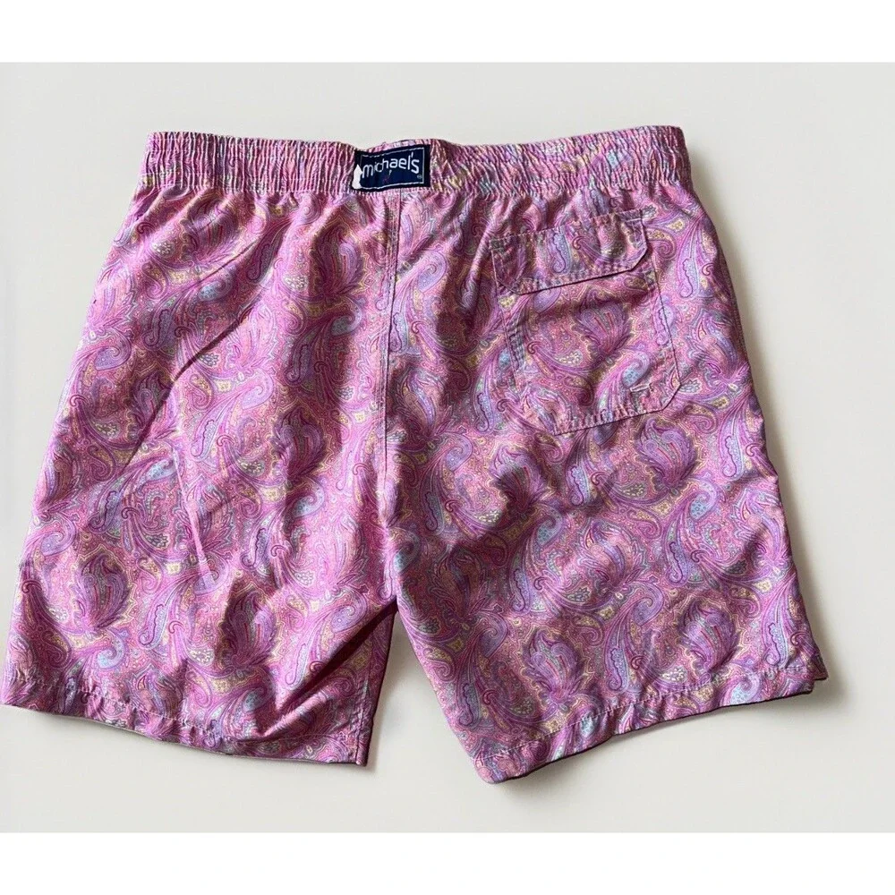Michaels luxury Swimwear Paisley Swim Trunks  Mens Shorts retails $110